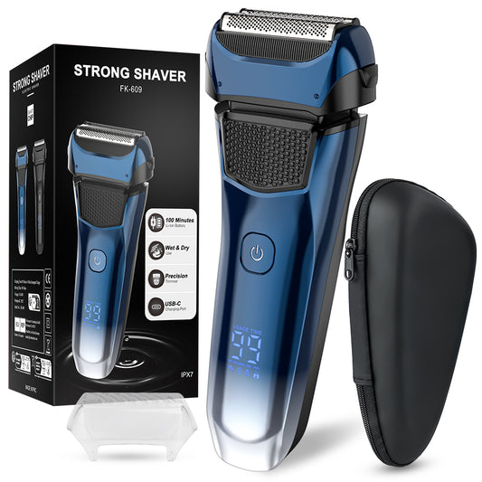 Qimmaol FK609 Folienrasierer für Männer, Farbverlauf blau